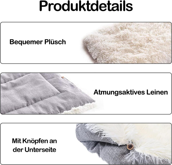 Pat pentru pisici 2 în 1 pernă pufoasă pentru pisici, pernă moale de pluș pentru pisici, loc de dormit lavabil, canapea pentru pisici, pat pentru animale de companie, pat pentru câini, pătură pentru pisici și câini mici (gri)