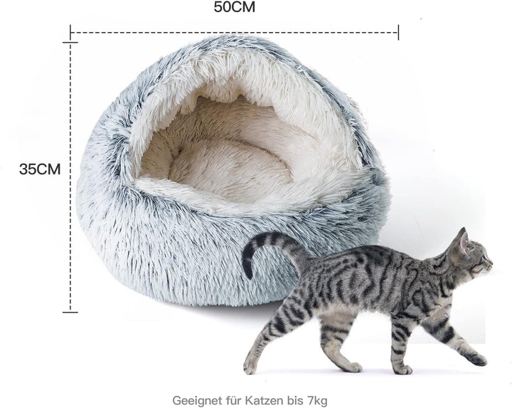 CATISM Pat pentru pisici pufos, 50 cm Pat confortabil pentru pisici mari Pat lavabil pentru câini Casă pentru câini Moale și confortabil Gri