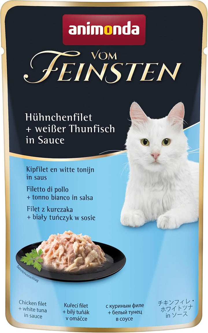 Animonda Vom Feinsten Adult Filet Creations (18 X 50 G), hrană umedă pentru pisici adulte, hrană pentru pisici cu fileuri în sos delicat, hrană umedă pentru pisici fără cereale și zahăr