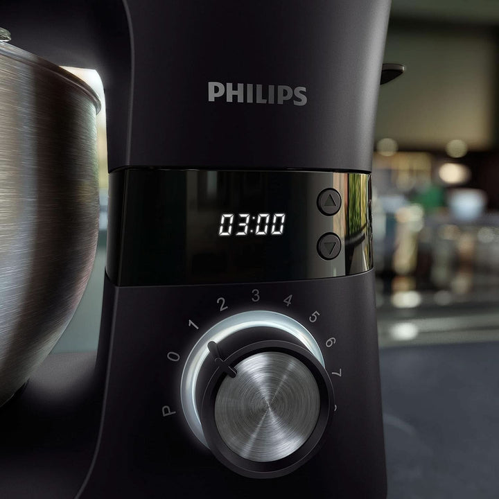 Philips 7000 Series Küchenmaschine - 5,5 Liter, 1000 Watt, 8 Geschwindigkeitsstufen, Proknead Technologie, Rezepte, LED Smart Timer, Knethaken, Schneebesen Und Rührbesen (HR7962/01) Mama si Copilul Naty Shop