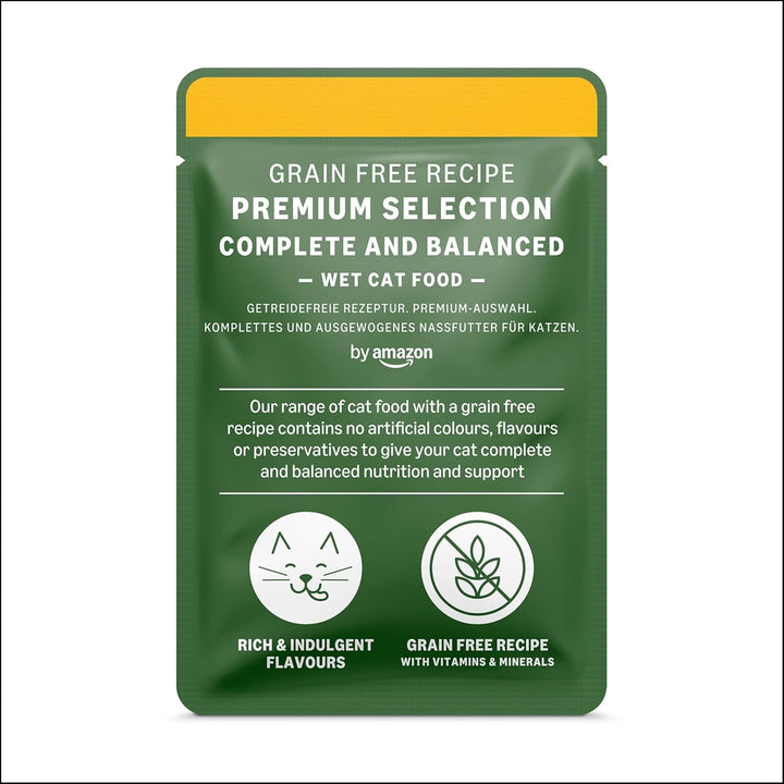 By Amazon Hrană pentru pisici, umedă, fără cereale, pentru pisici adulte Meat Choice în bulion, 4,76 Kg, 56 de pachete cu 85G (înainte de Lifelong)