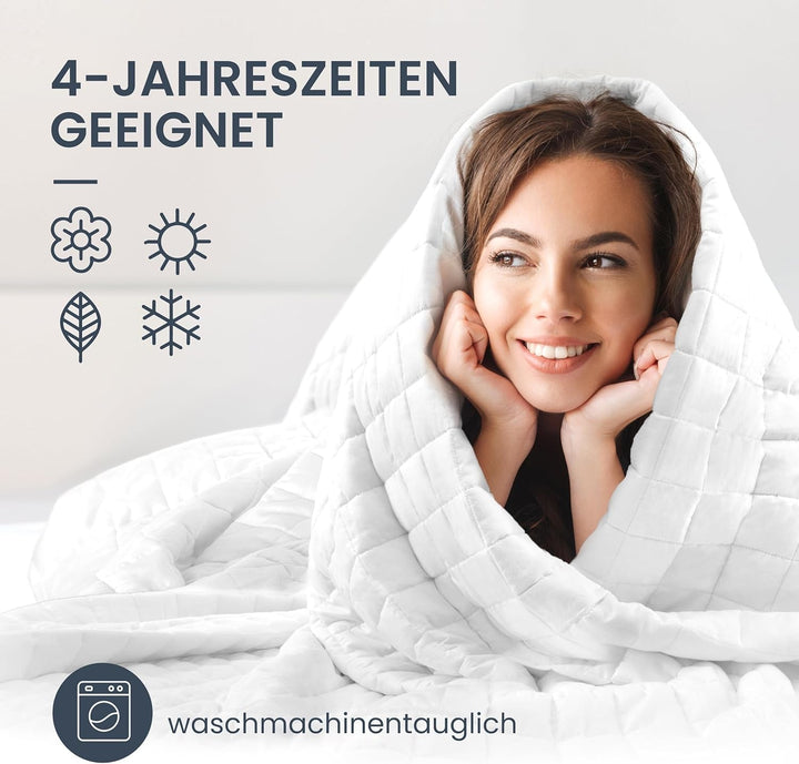 Pătură terapeutică de 7 kg I 135X200Cm I Pentru somn odihnitor I Pătură ponderată de înaltă calitate din bumbac respirabil I Reducătoare de stres și terapeutică - Inclusiv cutie de ambalare cu mâner de transport Paturi si Cuverturi Besuche den mÃ¼Ã¼d-Store