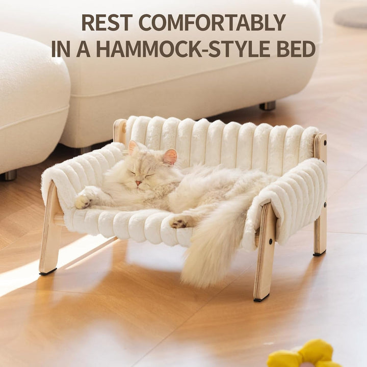 MEWOOFUN Canapea extensibilă moale pentru pisici mari și pisoi, pat robust pentru pisici, pat detașabil lavabil pentru câini mici, 56 x 45 cm (bej, M)