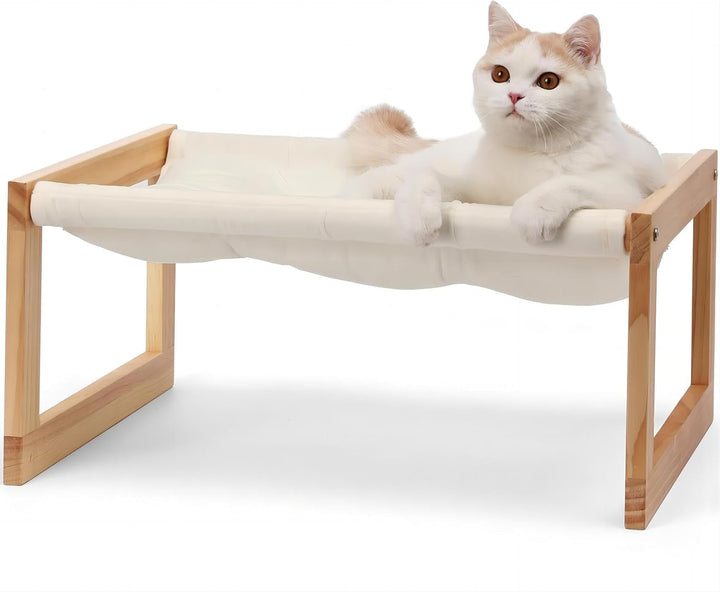 Pat crescut FUKUMARU pentru pisici și câini, mare și respirabil, fabricat din placaj de mesteacăn de înaltă calitate, 53 lățime x 42 lungime x 25 înălțime cm - Ideal pentru pisici și câini de talie mică