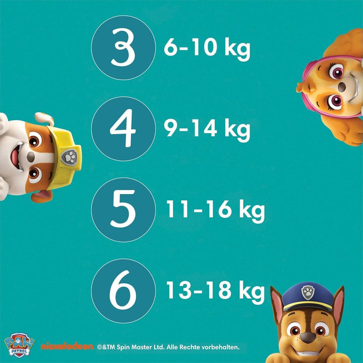 Pampers Paw Patrol (Baby-Dry), scutece mărimea 6 (13Kg-18Kg), ediție limitată, 164 de scutece, protecție completă împotriva scurgerilor până la 12H Mama si Copilul Naty Shop