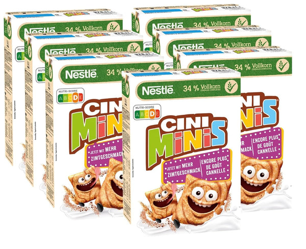CINI MINIS, Muesli cu scorțișoară, 37% făină integrală vitală, cu vitamine, calciu și fier, fulgi crocanți și crocanți, pachet de 7 x 375 grame Naty Shop