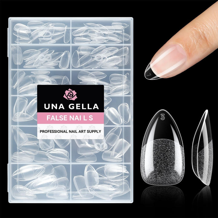Tipuri de unghii balerină pentru unghii cu gel, 216 bucăți, 12 mărimi, tipuri de unghii cu gel moale, acoperire completă, set pentru extensii de unghii, semi-mate, DIY, artă acasă