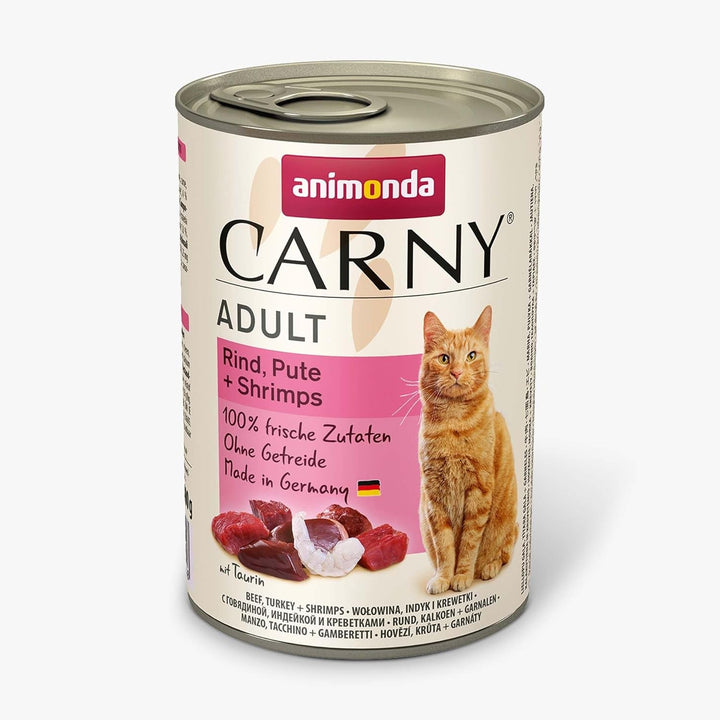Animonda Carny Adult Hearty Variation (12 X 400 G), hrană umedă pentru pisici adulte, hrană umedă cu 100% ingrediente din carne proaspătă, hrană pentru pisici fără cereale și zahăr