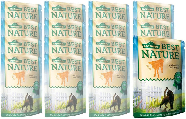Dehner Best Nature Cat Food Senior, hrană umedă, pentru pisici mai în vârstă, miel, pungă 16 X 85 G (1,36 Kg)