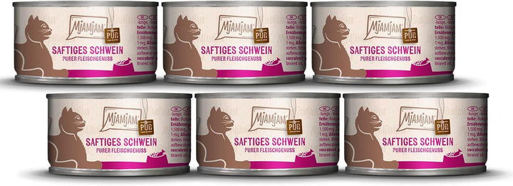 Mjamjam - Hrană umedă premium pentru pisici - Mixpaket V - Pure Meat Delight, pachet de 6 (6 X 800 G), fără cereale cu extra carne,Meaty