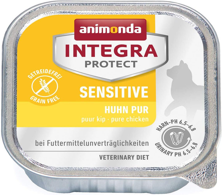 Cat Sensitive, hrană dietetică pentru pisici, hrană umedă pentru alergii alimentare, pui pur, 6 X 100 G (pachet cu 2)