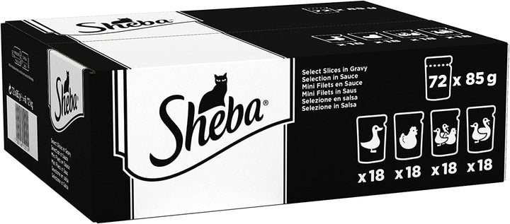 SHEBA Adult Cat Food Wet - 40X85G săculeți - Variație de pasăre în sos - Hrană umedă pentru pisici - 1 pachet vrac