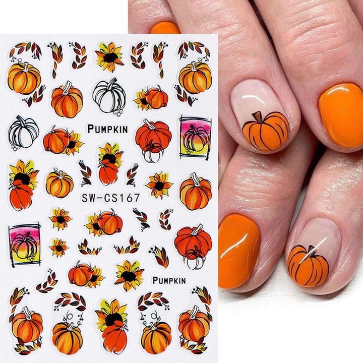 3D toamna unghii autoadezive frunze dovleac unghii autocolante linie geometrică flori unghii autocolante Ziua Recunoștinței design unghii autocolante toamna dovleac unghii autocolante accesorii unghii artă unghii
