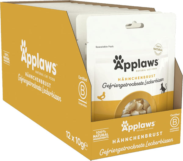 Applaws Natural Cat Snacks, piept de pui liofilizat - pachet cu 12 pungi de X 10G