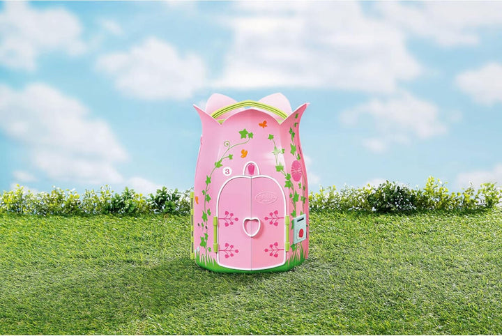 BABY Born Storybook Cottage, Casă de păpuși pliabilă pentru păpuși de 18 cm cu masă, șemineu, șezlong și telescop, roz verde, 833803 Zapf Creation Casute de papusi Naty Shop
