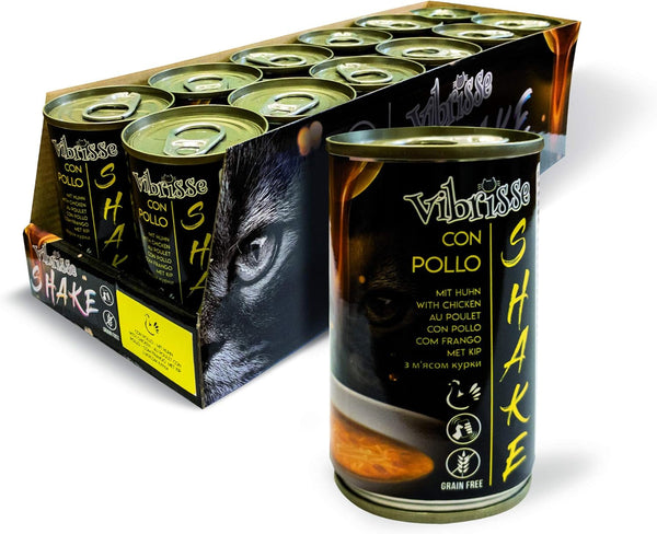 Croci Vibrisse Shake - Hrană umedă pentru pisici cu pui, hrană complementară hidratantă pentru pisici, 12X 135Gr, 1620 Ml