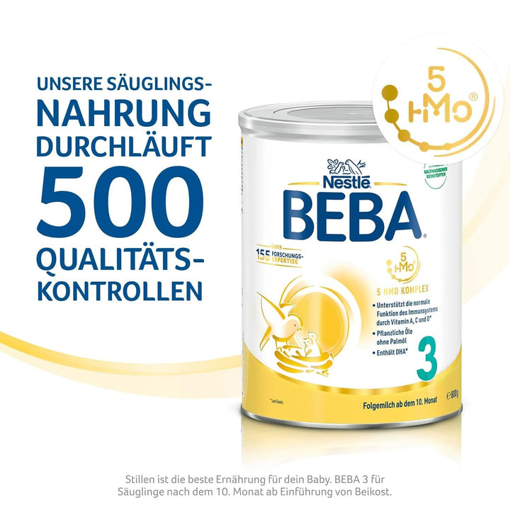 Nestle BEBA 2 Lapte praf de continuare după luna a 6-a, cu complex 5 HMO, numai lactoză, fără ulei de palmier, pachet de 3 (3 X 800G) Mama si Copilul Naty Shop