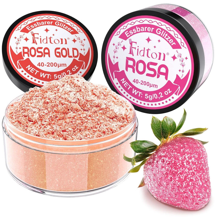 Glitter comestibil, pudra, 5 grame Glitter Naty Shop RoseGold si Roz