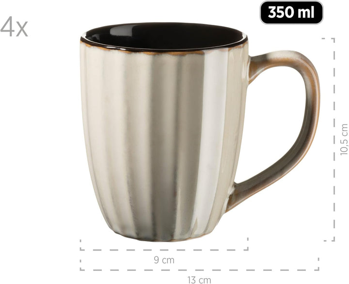 MÄSER 931963 Serie Confino Geschirr Set Für 4 Personen Im Modernen Vintage Look, 20-Teiliges Kombiservice Aus Keramik in Beige Mit Schwarzen Akzenten, Steinzeug Naty Shop