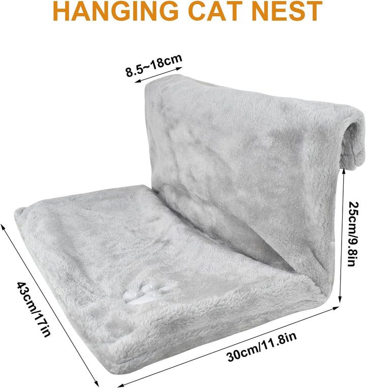 Șezlong pentru pisici pentru calorifer, hamac suspendat, șezlong pentru calorifer pentru pisici, șezlong încălzitor pentru pisici cu blană moale de pluș, hamac confortabil pentru pisici pentru toate caloriferele comune, 46 x 30 x 25 cm (gri)