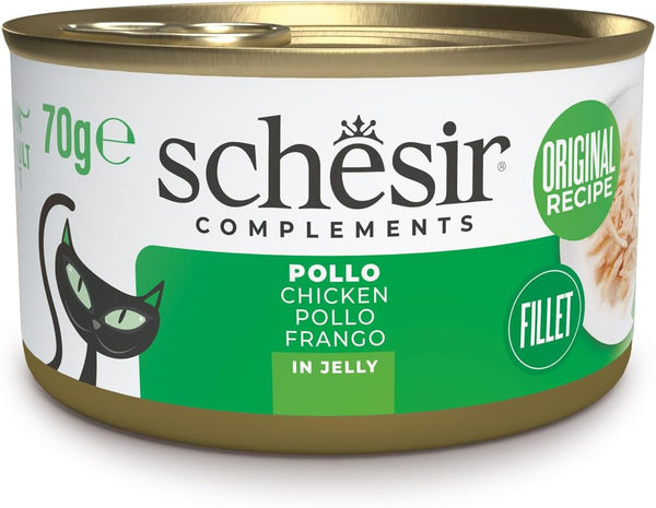 File de pui în jeleu, Hrană umedă complementară pentru pisici, Rețetă originală, 100% naturală, 12 cutii a câte 70 g