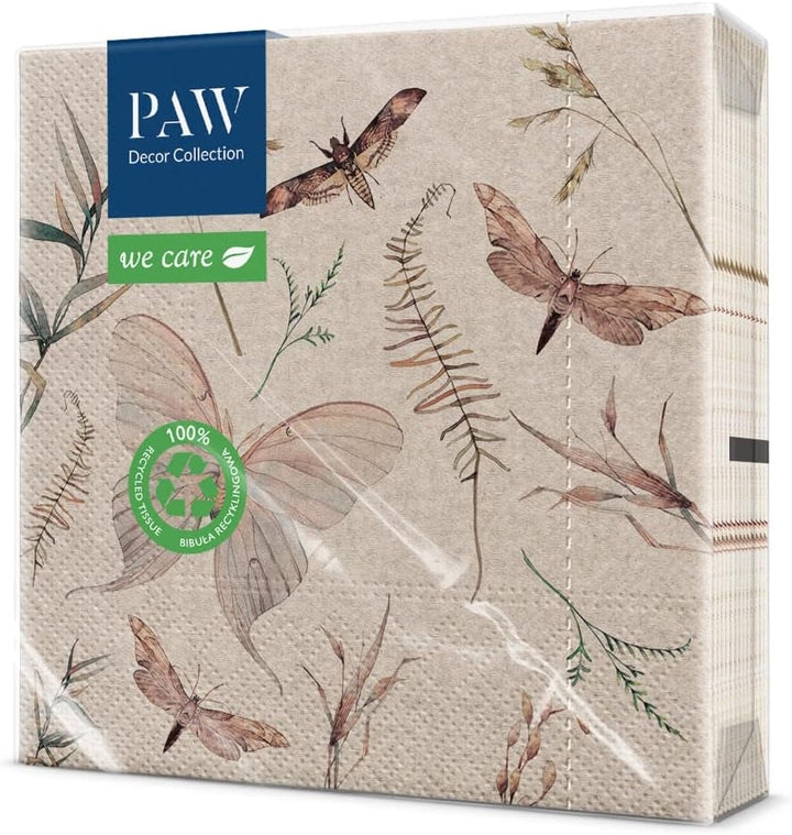 Collection de décoration de pattes X PAW DÉCORD COM LINES DE PAPIER CM avec 3 couches. 20 pièces. Imprimé avec des couleurs à base d'eau. Décorations de table. Nature, HIRSC, PAW_022022, cerf, 33 x 33 cm (package avec 3)