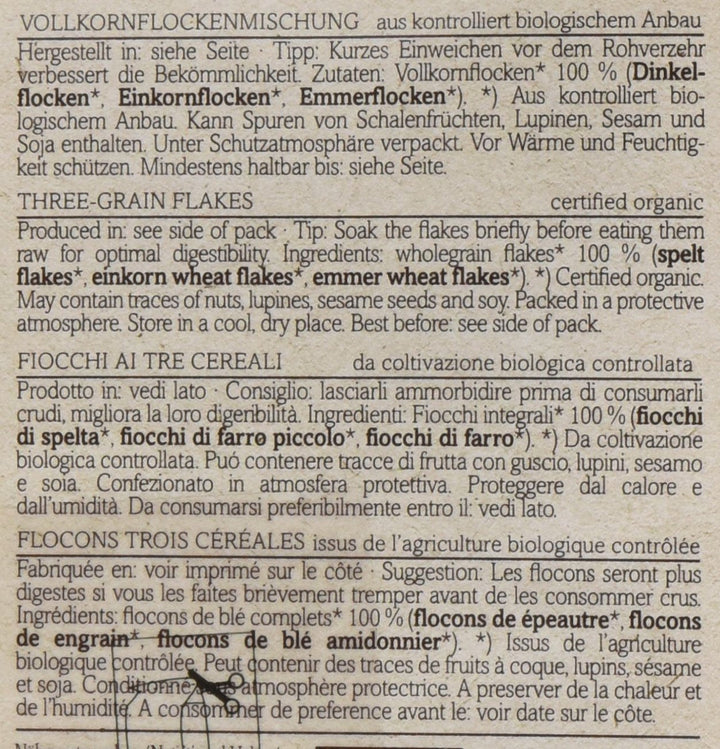 Verival Urkornflocken - Bio, 6Er Pack (6 X 500 G) Cereale Naty Shop