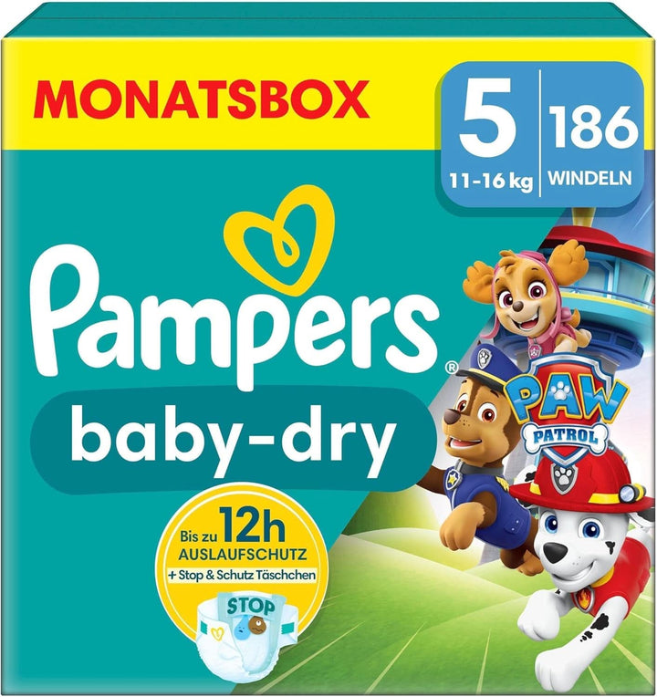 Pampers Paw Patrol (Baby-Dry), scutece mărimea 6 (13Kg-18Kg), ediție limitată, 164 de scutece, protecție completă împotriva scurgerilor până la 12H Mama si Copilul Naty Shop 5 (186 buc)
