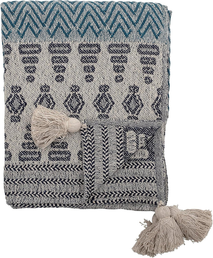 Cuvertură de pat Bloomingville, negru, bumbac, 160cm Paturi si Cuverturi Bloomingville Albastru 160 X 130 Cm