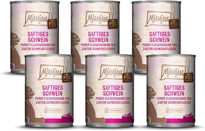 Mjamjam - Hrană umedă premium pentru pisici - Mixpaket V - Pure Meat Delight, pachet de 6 (6 X 800 G), fără cereale cu extra carne,Meaty