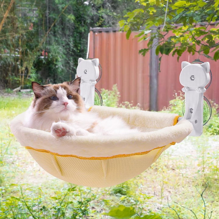 JUNSPOW Pervaz pentru Pisici, Pliabil și Stabil, Hamac Respirabil pentru Pisici, pentru Priveliște, Plasă și Cățărare, Capacitate Maximă de Încărcare de Până la 18 kg (Gri, Plasă)