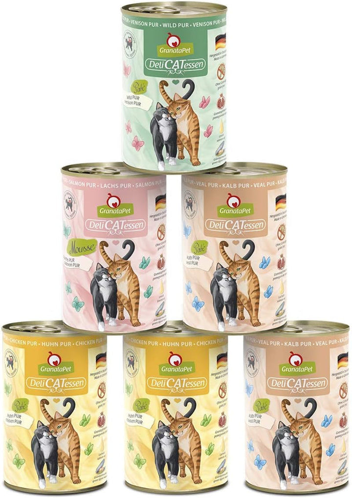 Granatapet Delicatessen Chicken PUR, hrană umedă pentru pisici, hrană fără cereale & fără zahăr adăugat, hrană pentru pisici cu conținut ridicat de carne & uleiuri de înaltă calitate, 6 X 400 G