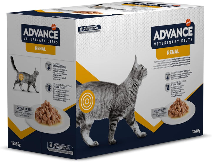Advance Veterinary Diets Hrană umedă renală pentru pisici: Multipack cu 12 pungi, 85 G