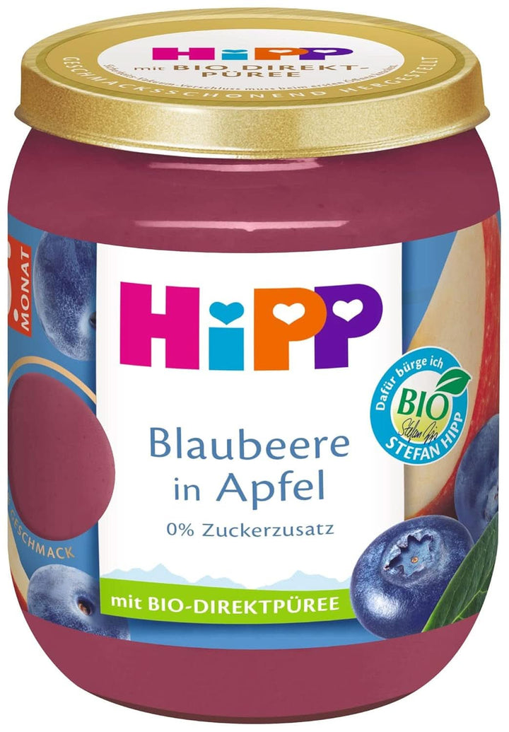 Piure de Fructe Hipp Premium 6 X 160 grame Mama si Copilul Naty Shop 160 grame Afine si mere