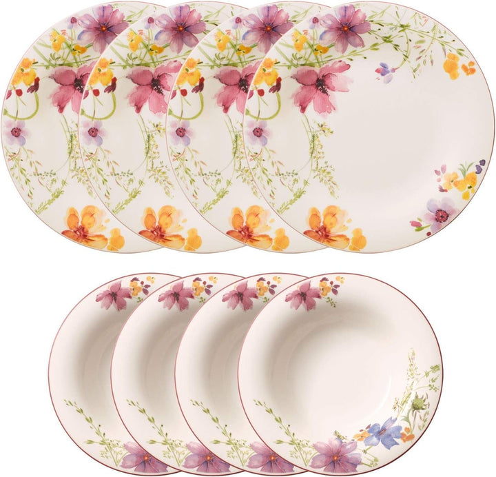 Villeroy & Boch - Mariefleur Gris Set de cafea sau mic dejun din porțelan premium Seturi vesela masa Naty Shop Alb Set Farfurii 8 bucati
