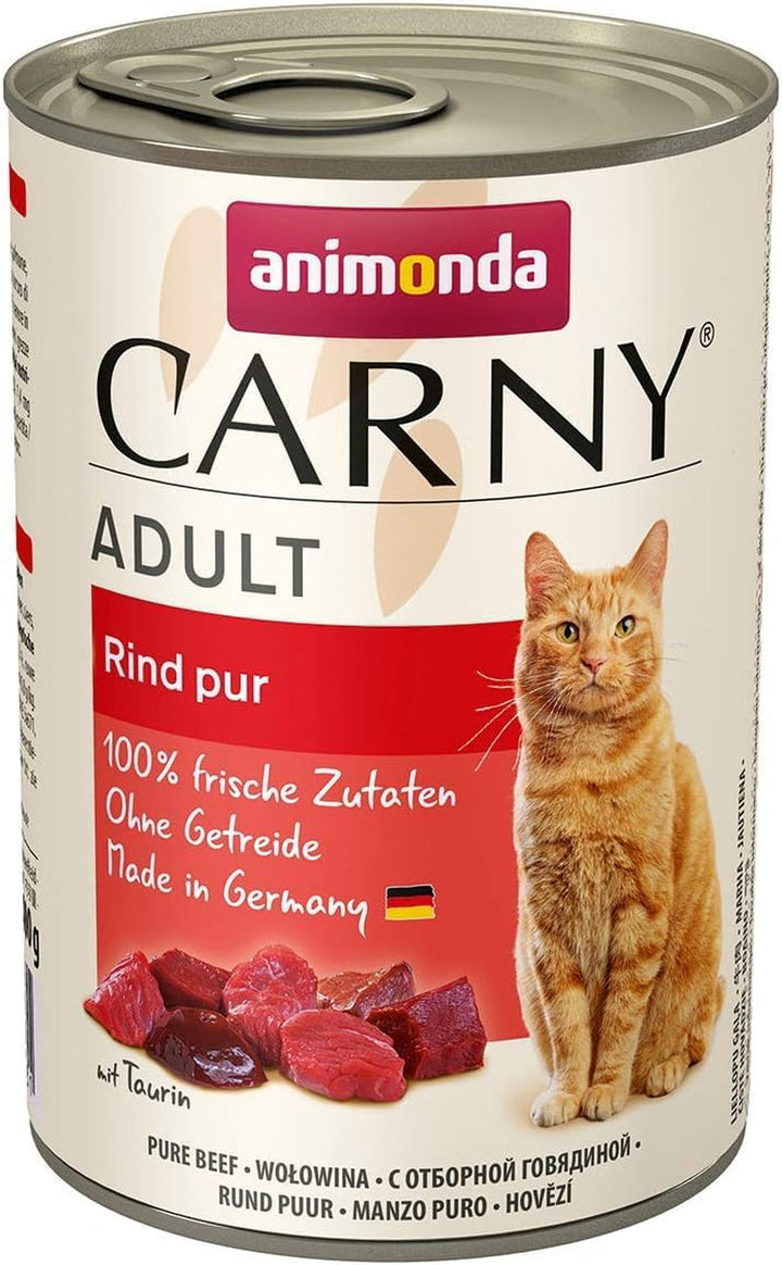 Animonda Carny Adult Hearty Variation (12 X 400 G), hrană umedă pentru pisici adulte, hrană umedă cu 100% ingrediente din carne proaspătă, hrană pentru pisici fără cereale și zahăr