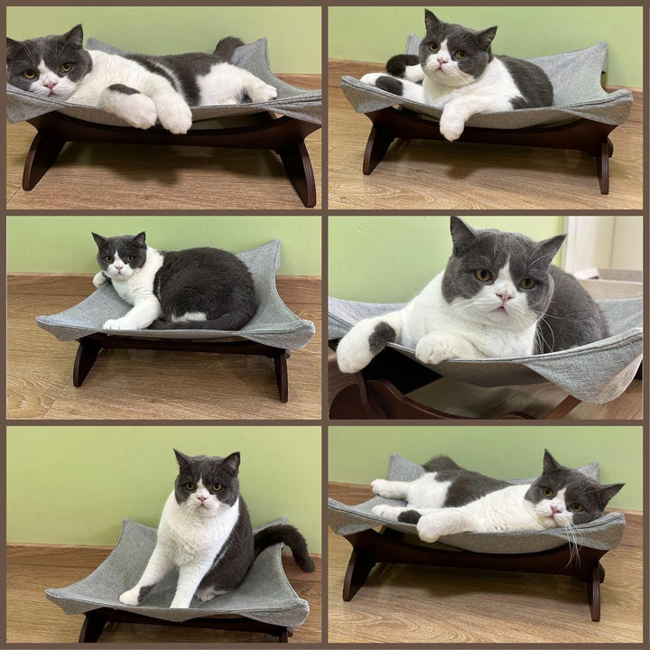 Pat lavabil pentru pisici, ca hamac, independent pentru pisici sau pat pentru câini mici, loc de dormit pentru animale de companie (maro)