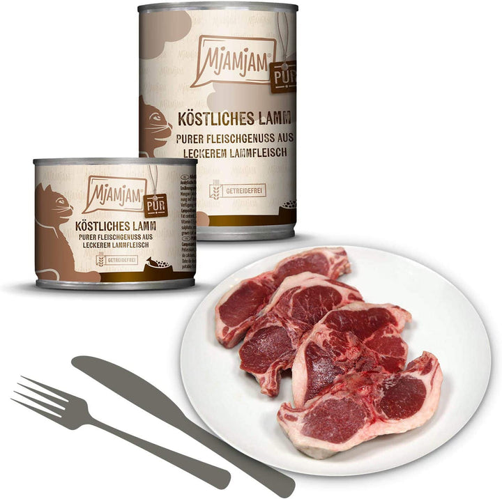 Mjamjam - Hrană umedă premium pentru pisici - Mixpaket V - Pure Meat Delight, pachet de 6 (6 X 800 G), fără cereale cu extra carne,Meaty