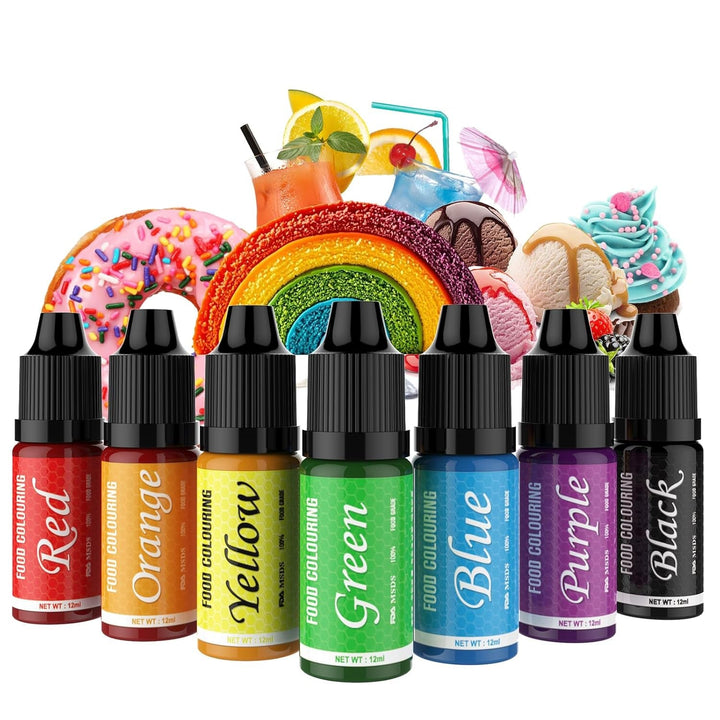 Colorant alimentar - Set de 7 coloranți alimentari de 12 ml pentru copt torturi - Colorant alimentar vibrant pentru decorarea torturilor, slime DIY, realizarea de slime