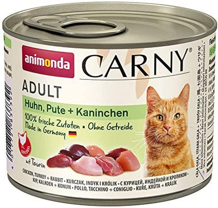 Animonda Carny Adult Hearty Variation (12 X 400 G), hrană umedă pentru pisici adulte, hrană umedă cu 100% ingrediente din carne proaspătă, hrană pentru pisici fără cereale și zahăr
