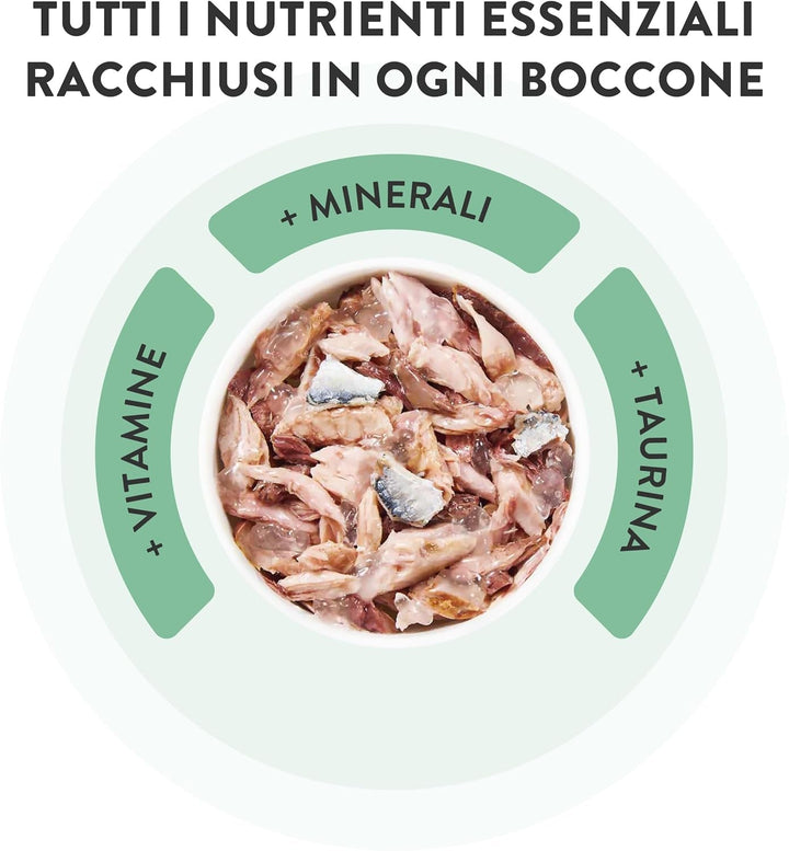 , Ton cu Alicette în bulion, hrană umedă completă pentru pisici, în conservă, cu vitamine adăugate, 100% naturală, 6 X 85 G