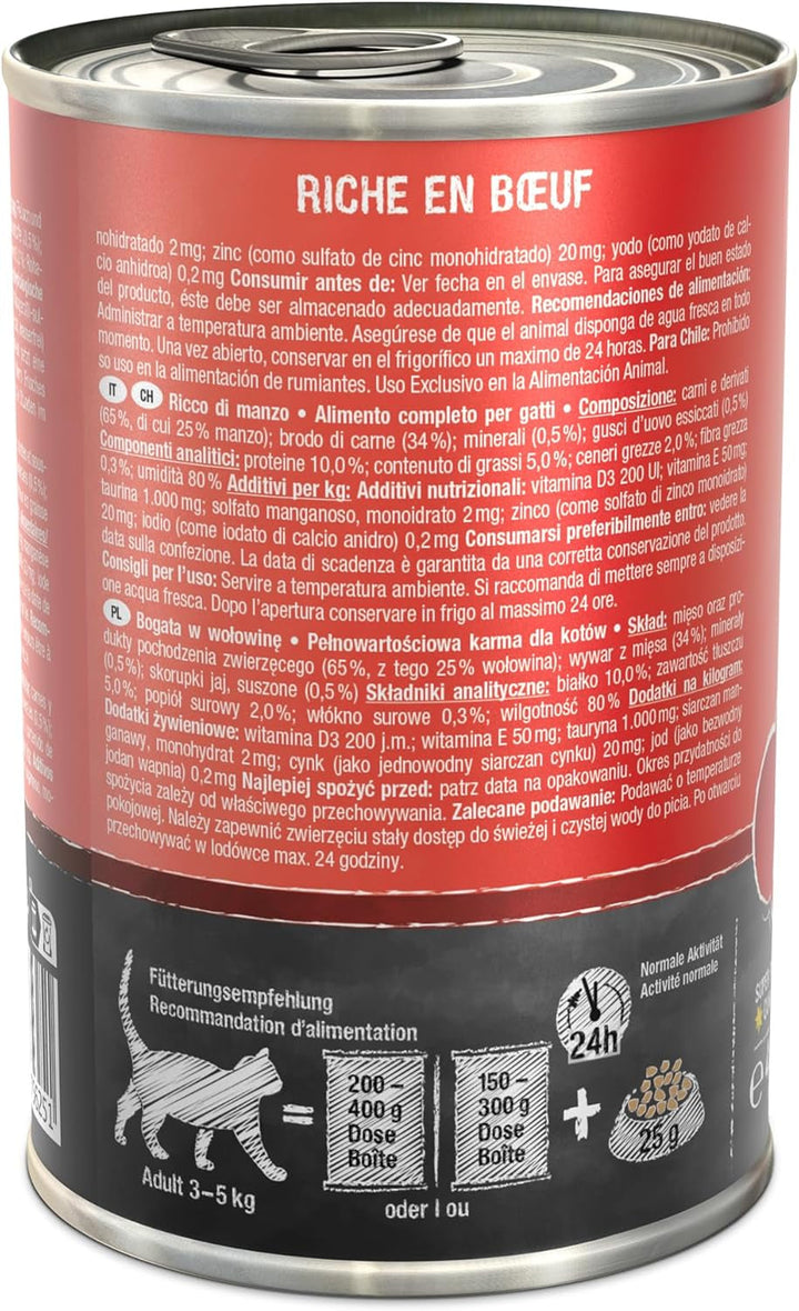 Leonardo Wet Food [6X400G Beef] | Hrană umedă fără cereale pentru pisici | Hrană umedă completă la conservă