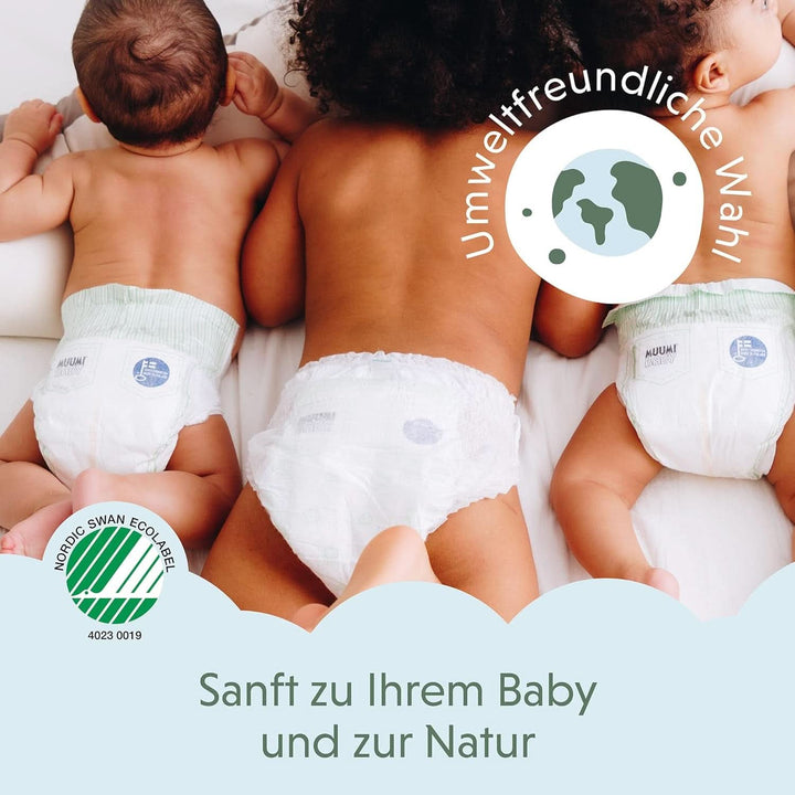 Muumi Baby Newborn Eco Nappies mărimea 1, 2-5 kg, 25 bucăți, scutece premium moi cu indicator de umezeală Mama si Copilul Naty Shop