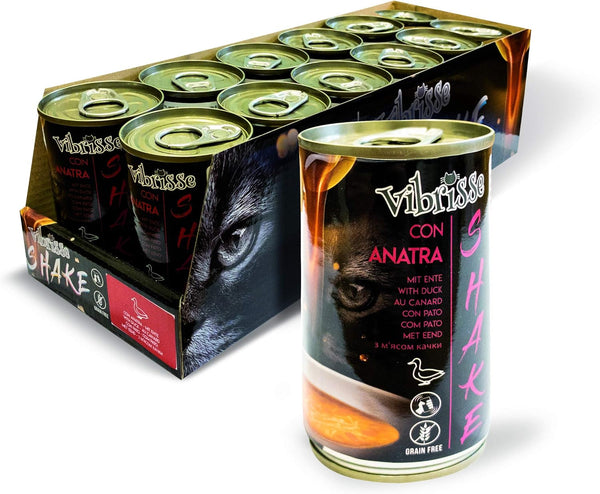 Croci Vibrisse Shake - Hrană umedă pentru pisici cu rață, hrană complementară hidratantă pentru pisici, 12X 135Gr, 1620 Ml