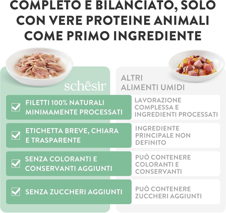 , Ton cu Alicette în bulion, hrană umedă completă pentru pisici, în conservă, cu vitamine adăugate, 100% naturală, 6 X 85 G