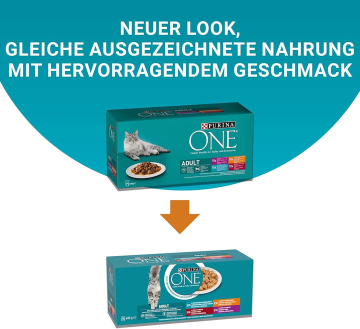 Hrană umedă pentru pisici PURINA ONE Adult, amestec de varietăți, pachet de 40 (40 X 85G)