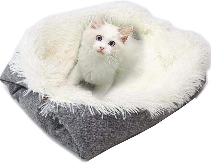 Pat pentru pisici, pat lavabil din pluș pentru pisici și câini mici, sac de dormit 2 în 1 pentru pisici, pernă caldă pentru pisici, pătură lavabilă pentru pisici, pat cuib lavabil pentru pisici, potrivit pentru uscător, (NC890)