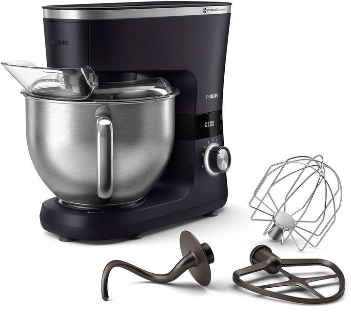 Philips 7000 Series Küchenmaschine - 5,5 Liter, 1000 Watt, 8 Geschwindigkeitsstufen, Proknead Technologie, Rezepte, LED Smart Timer, Knethaken, Schneebesen Und Rührbesen (HR7962/01) Mama si Copilul Naty Shop