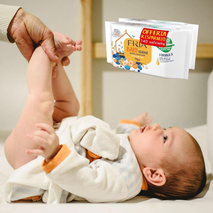 Șervețele umede, pachet de 2 (2 x 72 șervețele) Servetele Umede Bebelusi Naty Shop