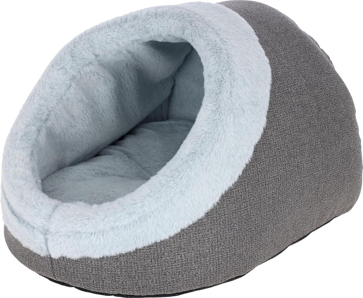 Kerbl Pet Cuddle Cave Jana, Peșteră pentru pisici, Pat pentru pisici, Gri, 54 x 43 x 35 cm, Plush moale, Fleece de poliester, Cu pernă reversibilă, Lavabil la mașină la 30°C